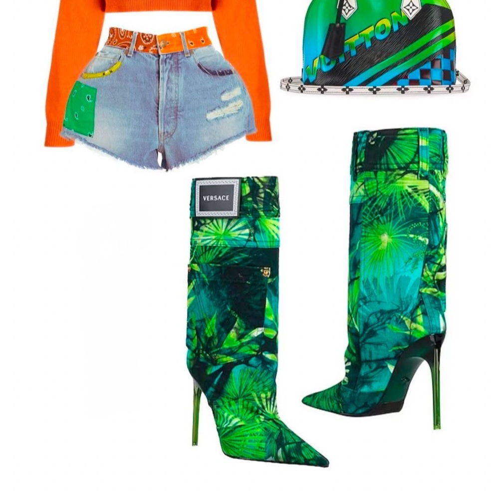 Alanui Patchwork Denim Shorts